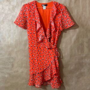 Beach Riot | Summer Dress Floral Wrap Mini Dress Ruffle V-Neck Printed Size L